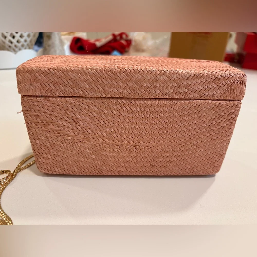 Elegant Coral Woven Clutch with Colorful Tassels - Picture 3 of 6
